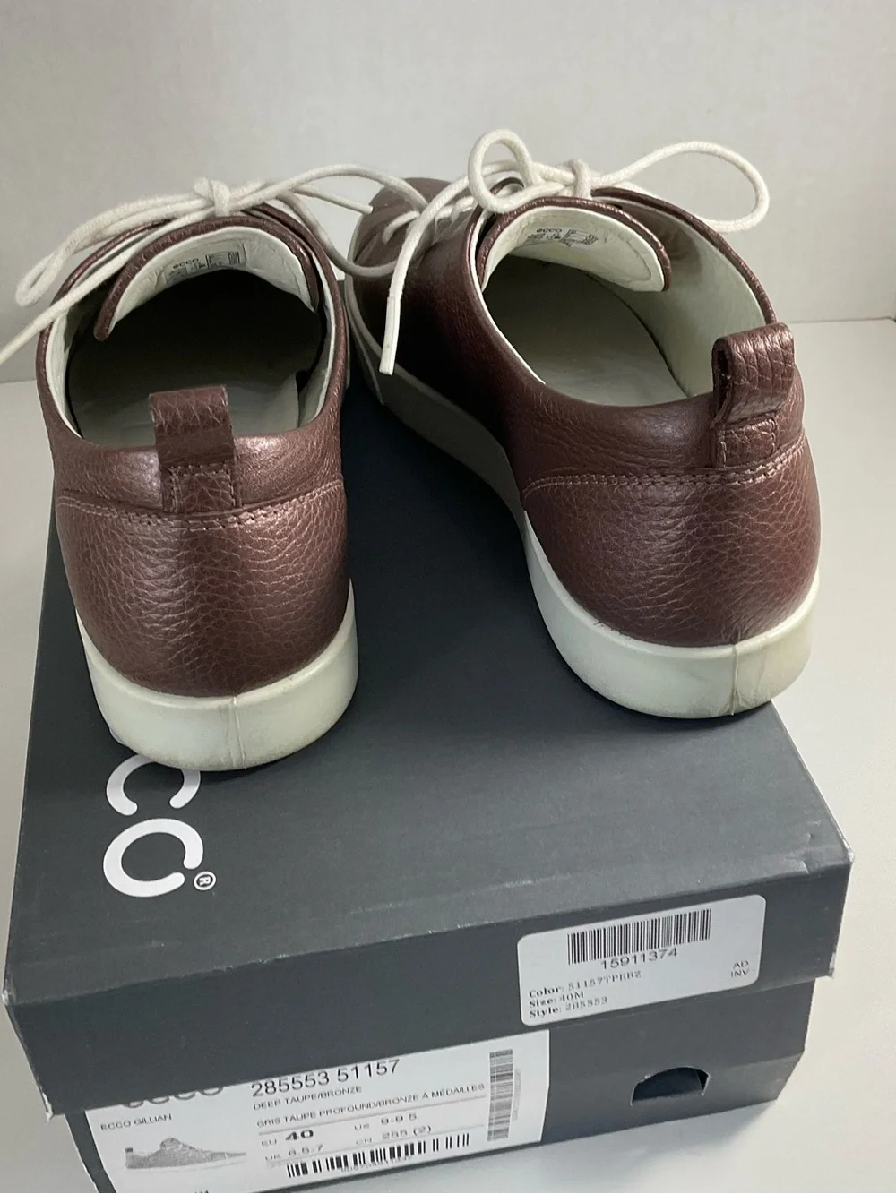ECCO GILLIAN Sneakers Pebbled Metallic Bronze Leather Women’s Shoes Size 9 EU40